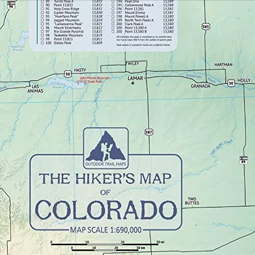 Hiker's Map of Colorado Outdoor trail map